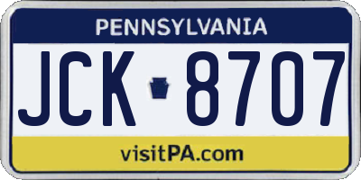 PA license plate JCK8707