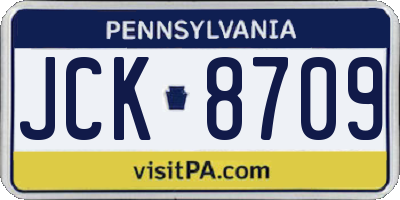 PA license plate JCK8709