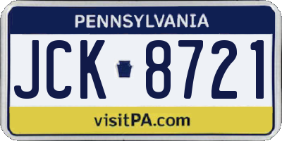 PA license plate JCK8721