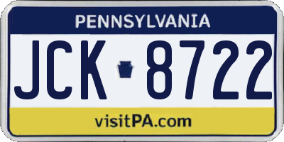 PA license plate JCK8722