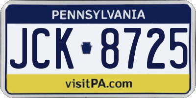 PA license plate JCK8725