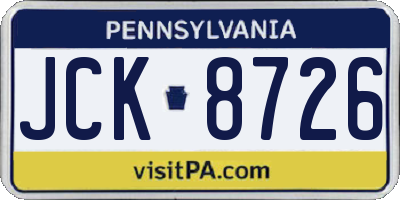 PA license plate JCK8726