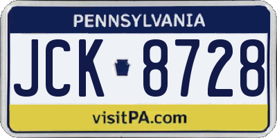 PA license plate JCK8728