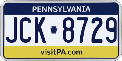 PA license plate JCK8729