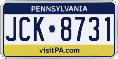 PA license plate JCK8731