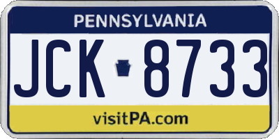 PA license plate JCK8733