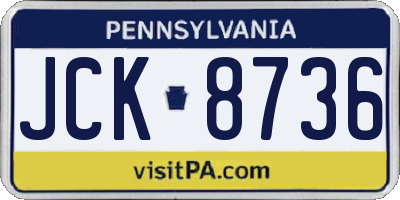 PA license plate JCK8736
