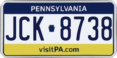 PA license plate JCK8738