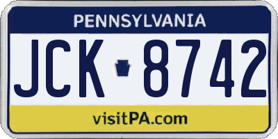 PA license plate JCK8742