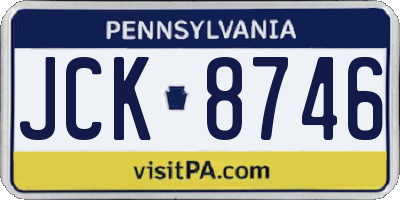 PA license plate JCK8746