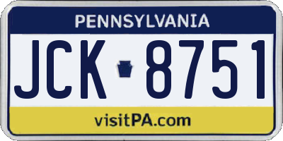 PA license plate JCK8751