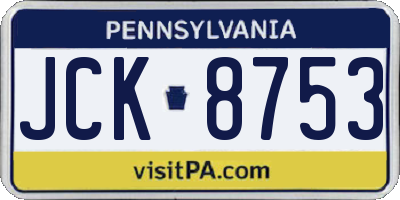 PA license plate JCK8753