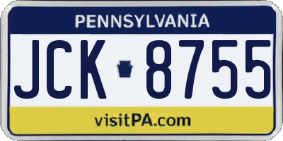 PA license plate JCK8755