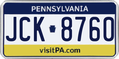 PA license plate JCK8760