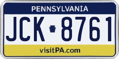 PA license plate JCK8761