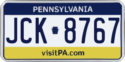 PA license plate JCK8767