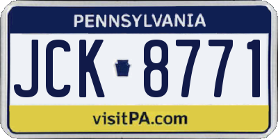 PA license plate JCK8771