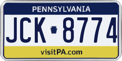 PA license plate JCK8774