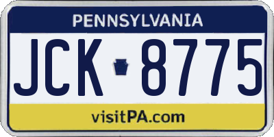 PA license plate JCK8775