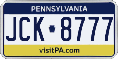 PA license plate JCK8777