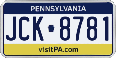PA license plate JCK8781
