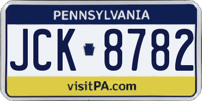 PA license plate JCK8782