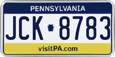 PA license plate JCK8783