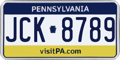 PA license plate JCK8789