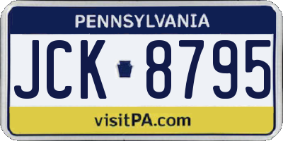 PA license plate JCK8795