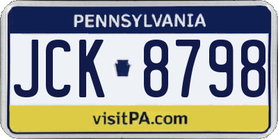 PA license plate JCK8798