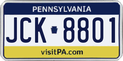 PA license plate JCK8801