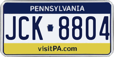 PA license plate JCK8804