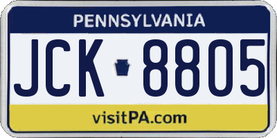 PA license plate JCK8805