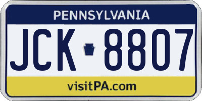 PA license plate JCK8807