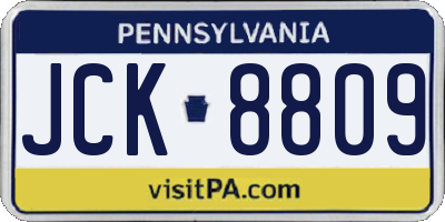 PA license plate JCK8809