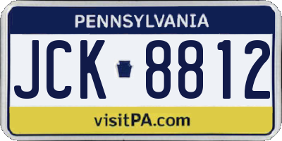 PA license plate JCK8812