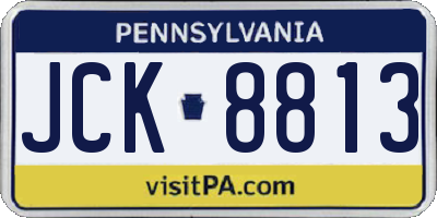 PA license plate JCK8813