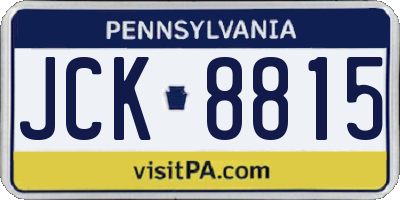 PA license plate JCK8815