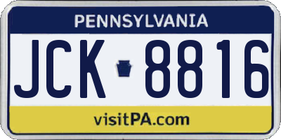 PA license plate JCK8816