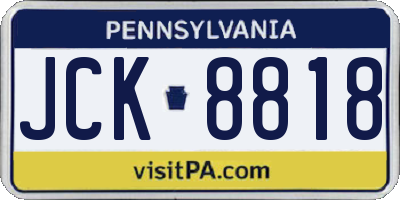 PA license plate JCK8818