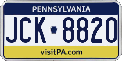 PA license plate JCK8820