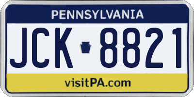 PA license plate JCK8821