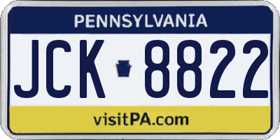 PA license plate JCK8822