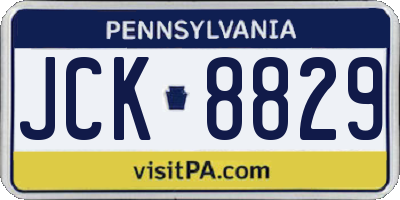 PA license plate JCK8829