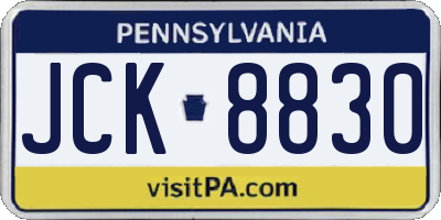 PA license plate JCK8830
