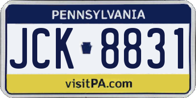 PA license plate JCK8831