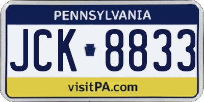 PA license plate JCK8833