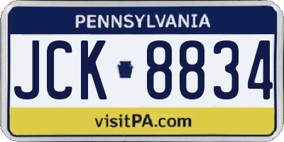 PA license plate JCK8834