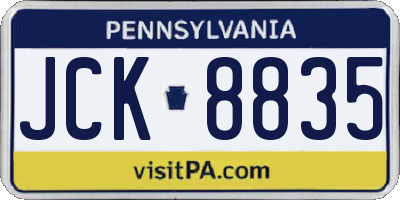 PA license plate JCK8835