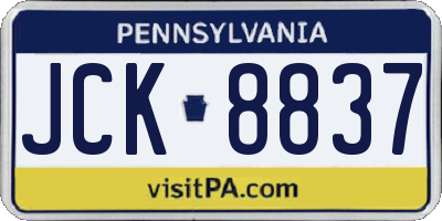 PA license plate JCK8837